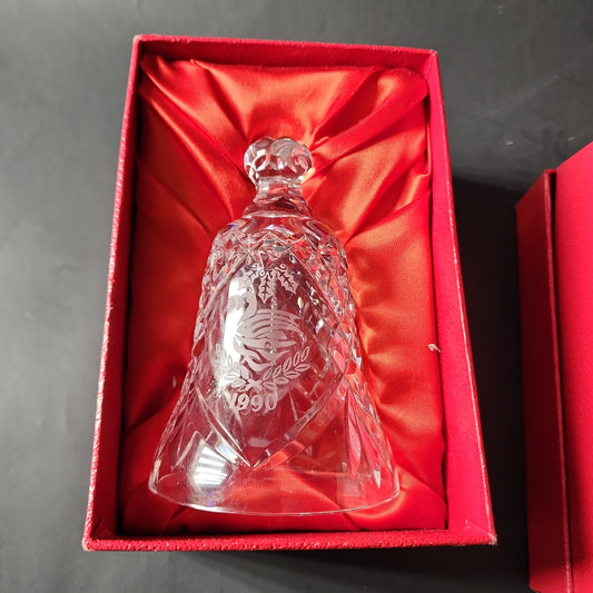 Signed Waterford cut glass 1990 Christmas bell