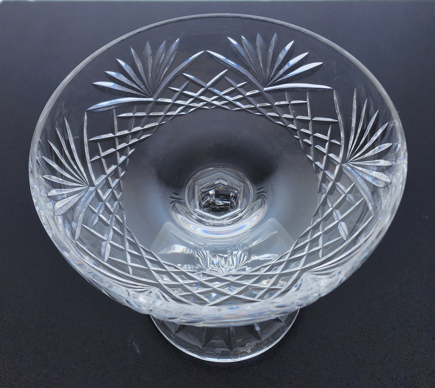 Signed Waterford Hand Cut glass compote Irish Crystal