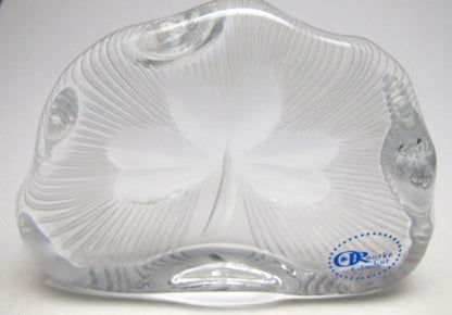 Hand Cut Glass polished  shamrock pattern paperweight, Ireland 24% lead crystal - O'Rourke crystal awards & gifts abp cut glass