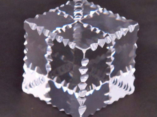 Hand Cut Glass paperweight, notched and prism, optical crystal clear - O'Rourke crystal awards & gifts abp cut glass