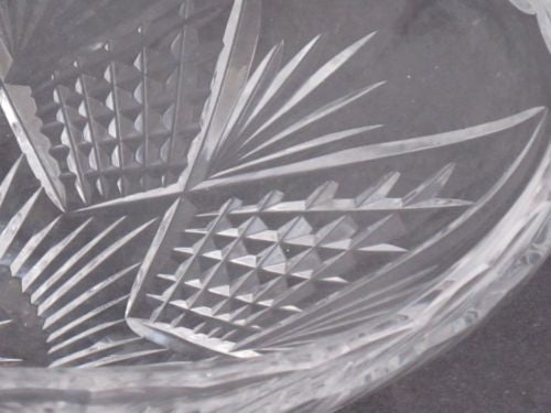 Old  hand Cut Glass oval bowl Crystal, Stone wheel cut - O'Rourke crystal awards & gifts abp cut glass