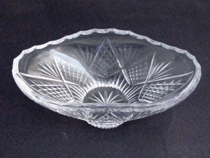 Old  hand Cut Glass oval bowl Crystal, Stone wheel cut - O'Rourke crystal awards & gifts abp cut glass