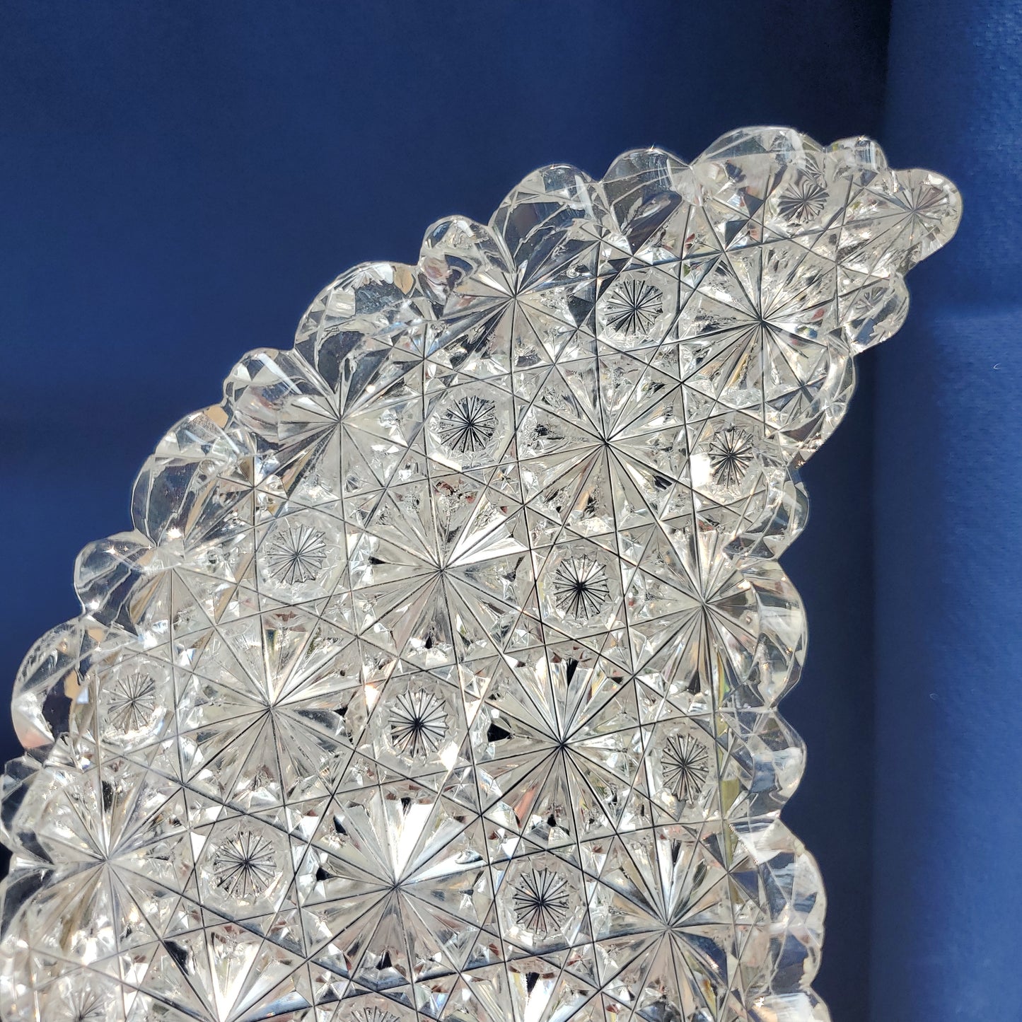 Cut glass leaf shape dish Russian