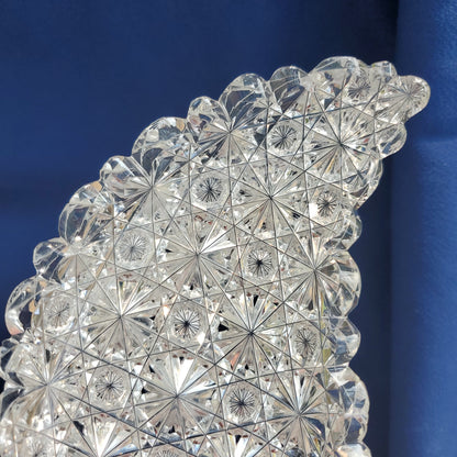 Cut glass leaf shape dish Russian