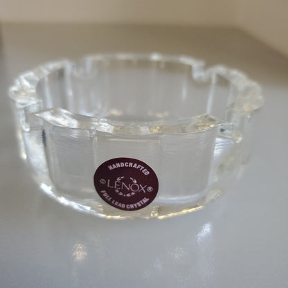 Lenox Glass Pair Ashtrays Signed USA crystal