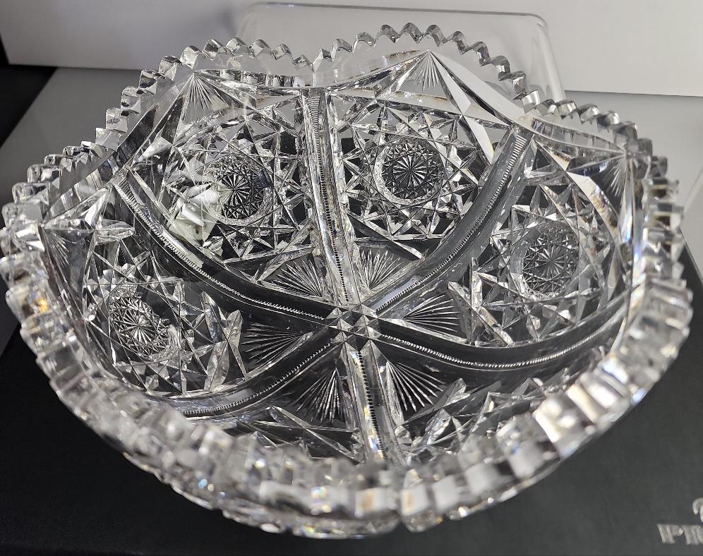 ABP cut glass signed Hawkes bowl American