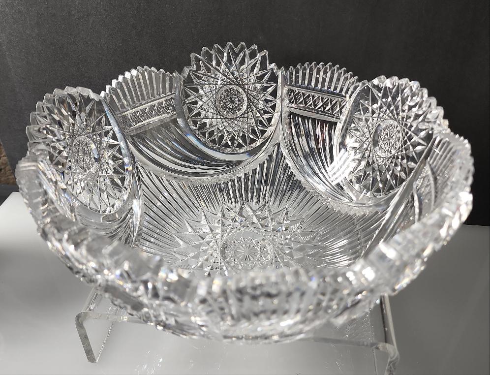 Bergen Cornucopia ABP bowl REPAIRED hand cut glass mouth blown Blank