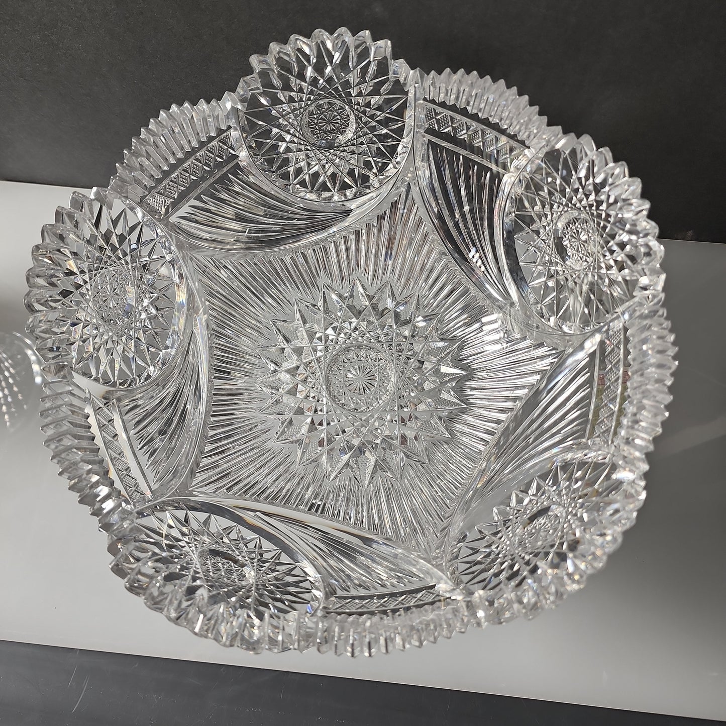 Bergen Cornucopia ABP bowl REPAIRED hand cut glass mouth blown Blank