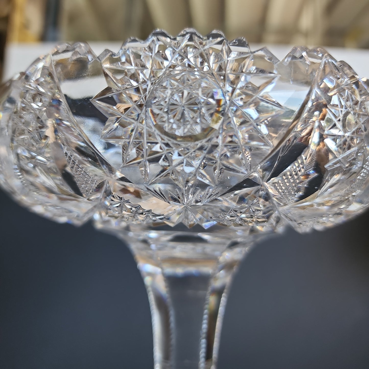 American Brilliant Period Cut Glass compote,  Antique