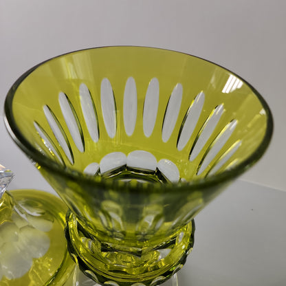Val St Lambert? Cut Glass green urn