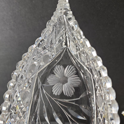 American Brilliant Period hand Cut Glass canoe dish abp antique