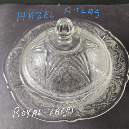 Covered butter dome with under Plate glass Royal Lace