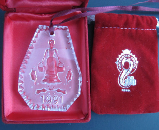 1991 #Waterford glass Christmas ornament decoration 8 maids a Milking - O'Rourke crystal awards & gifts abp cut glass