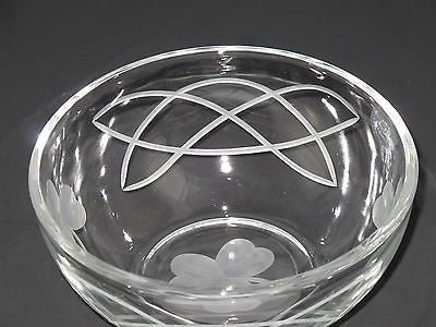 Hand cut glass bowl, Celtic  shamrock  gift Can be customized - O'Rourke crystal awards & gifts abp cut glass