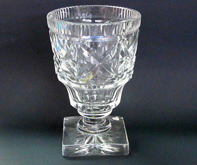 Old Cut Glass  vase Antique Crystal square base - O'Rourke crystal awards & gifts abp cut glass