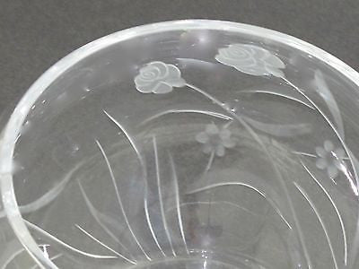 Hand cut glass bowl, Frosted rose and polished hand stems Can be customized - O'Rourke crystal awards & gifts abp cut glass