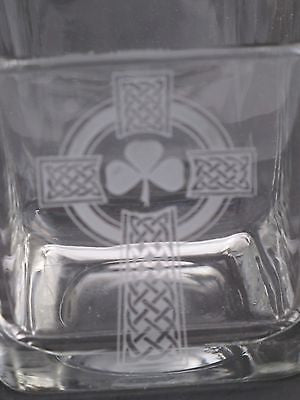 Glass candle votive, Celtic  shamrock cross  gift Can be customized - O'Rourke crystal awards & gifts abp cut glass