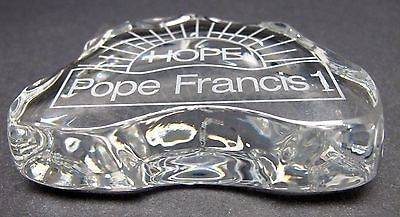 Etched Pope Francis 1  HOPE paperweight,  24% lead crystal - O'Rourke crystal awards & gifts abp cut glass