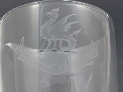 pouring glass goblet VINCIT VERITAS TRUTH CONQUERS COPPER WHEEL ENGRAVE - O'Rourke crystal awards & gifts abp cut glass