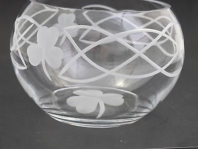 Hand cut lead crystal bowl, Shamrock celtic  Mouth blown, gift - O'Rourke crystal awards & gifts abp cut glass