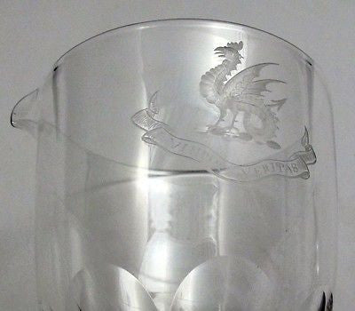 pouring glass goblet VINCIT VERITAS TRUTH CONQUERS COPPER WHEEL ENGRAVE - O'Rourke crystal awards & gifts abp cut glass