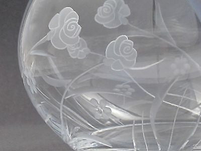 Hand cut glass bowl, Frosted rose and polished hand stems Can be customized - O'Rourke crystal awards & gifts abp cut glass