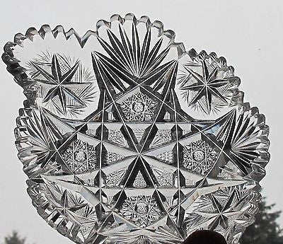 American Brilliant Period Cut Glass odd shape dish  ABP antique - O'Rourke crystal awards & gifts abp cut glass