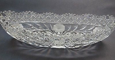 American Brilliant Period hand Cut Glass canoe dish abp antique - O'Rourke crystal awards & gifts abp cut glass