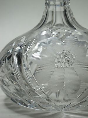 Cut glass wheel etched wine  decanter glass Hand cut - O'Rourke crystal awards & gifts abp cut glass