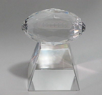 Oval optical GLASS football faceted, Gift crystal / award for etching - O'Rourke crystal awards & gifts abp cut glass
