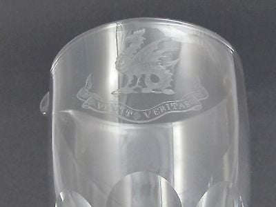 pouring glass goblet VINCIT VERITAS TRUTH CONQUERS COPPER WHEEL ENGRAVE - O'Rourke crystal awards & gifts abp cut glass