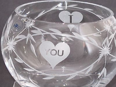 Hand cut lead crystal bowl,  Can be customized ,glass, hearts - O'Rourke crystal awards & gifts abp cut glass