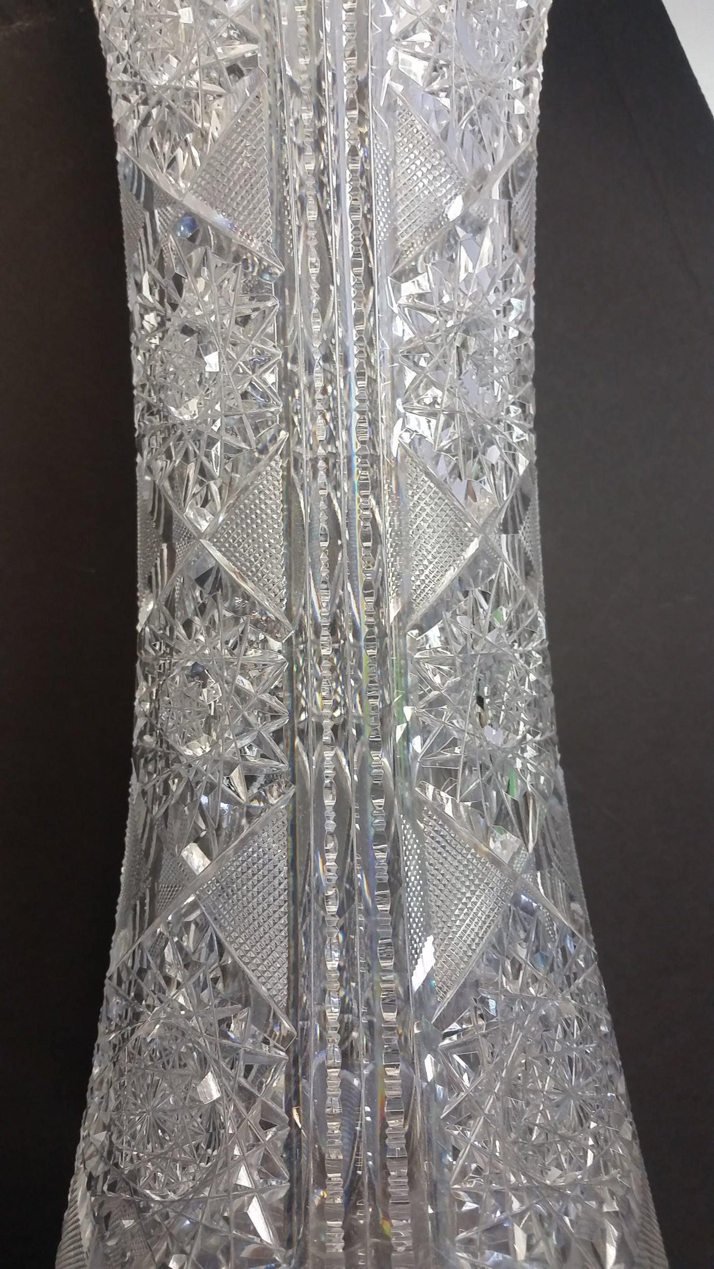 Hand cut crystal vase 17" high hand polished - O'Rourke crystal awards & gifts abp cut glass