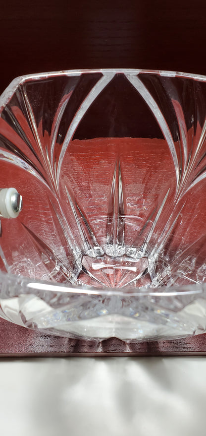 Glass ice bucket 24 % lead crystal silver handles