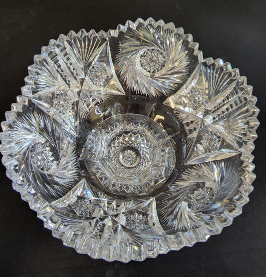 ABP footed bowl hand cut glass