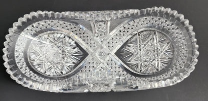 ABP American Brilliant Period Cut Glass crimped bread tray Antique