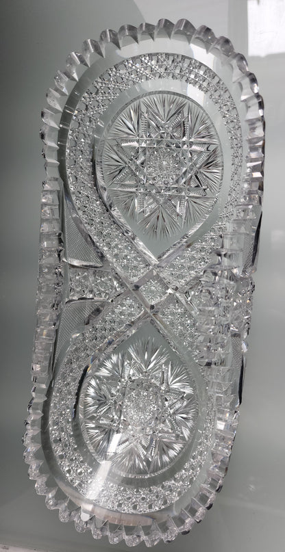 ABP American Brilliant Period Cut Glass crimped bread tray Antique