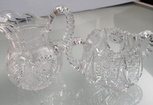 Dorflinger  Sugar and creamer American Brilliant Period Cut Glass Antique