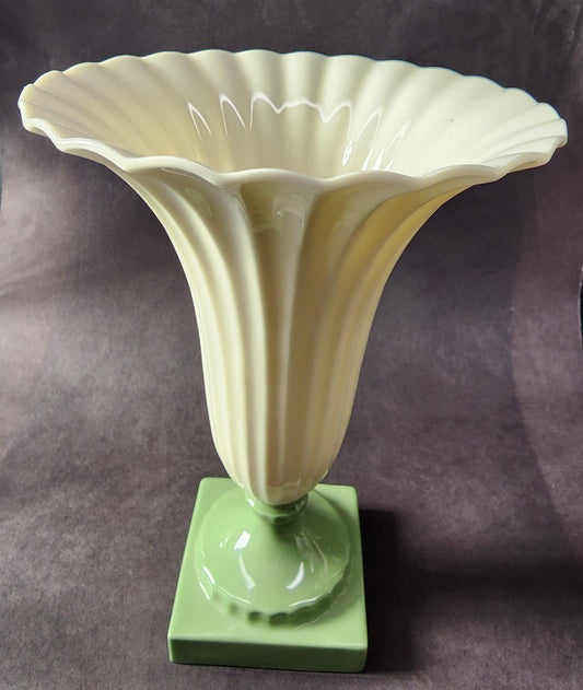 Signed lenox Pedestal  porcelain VASE green