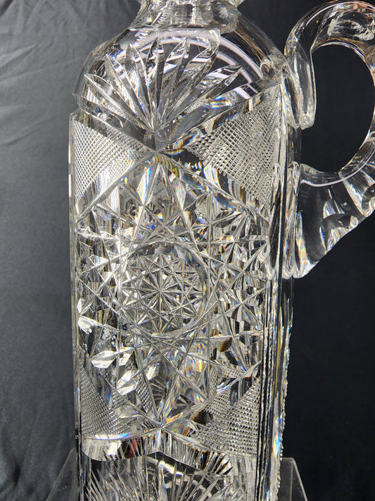 Hand Cut Glass ABP handled whiskey Decanter