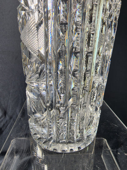 Hand Cut Glass ABP handled whiskey Decanter