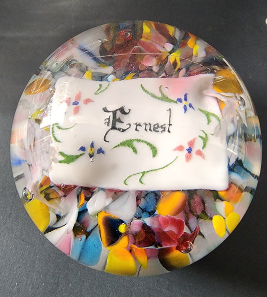 Art glass paperweight Ernest