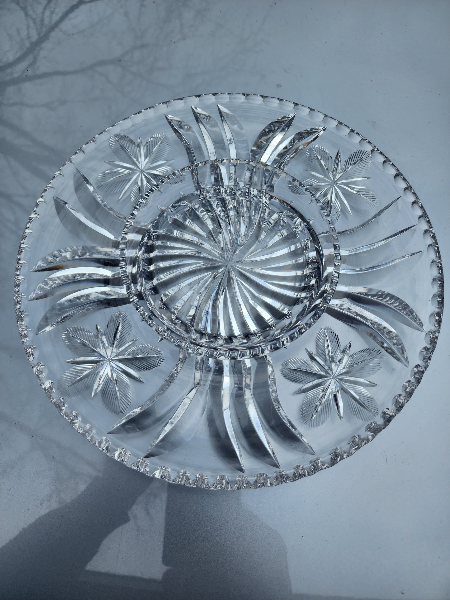 Signed Libbey American Period Cut Glass chip n dip Antique