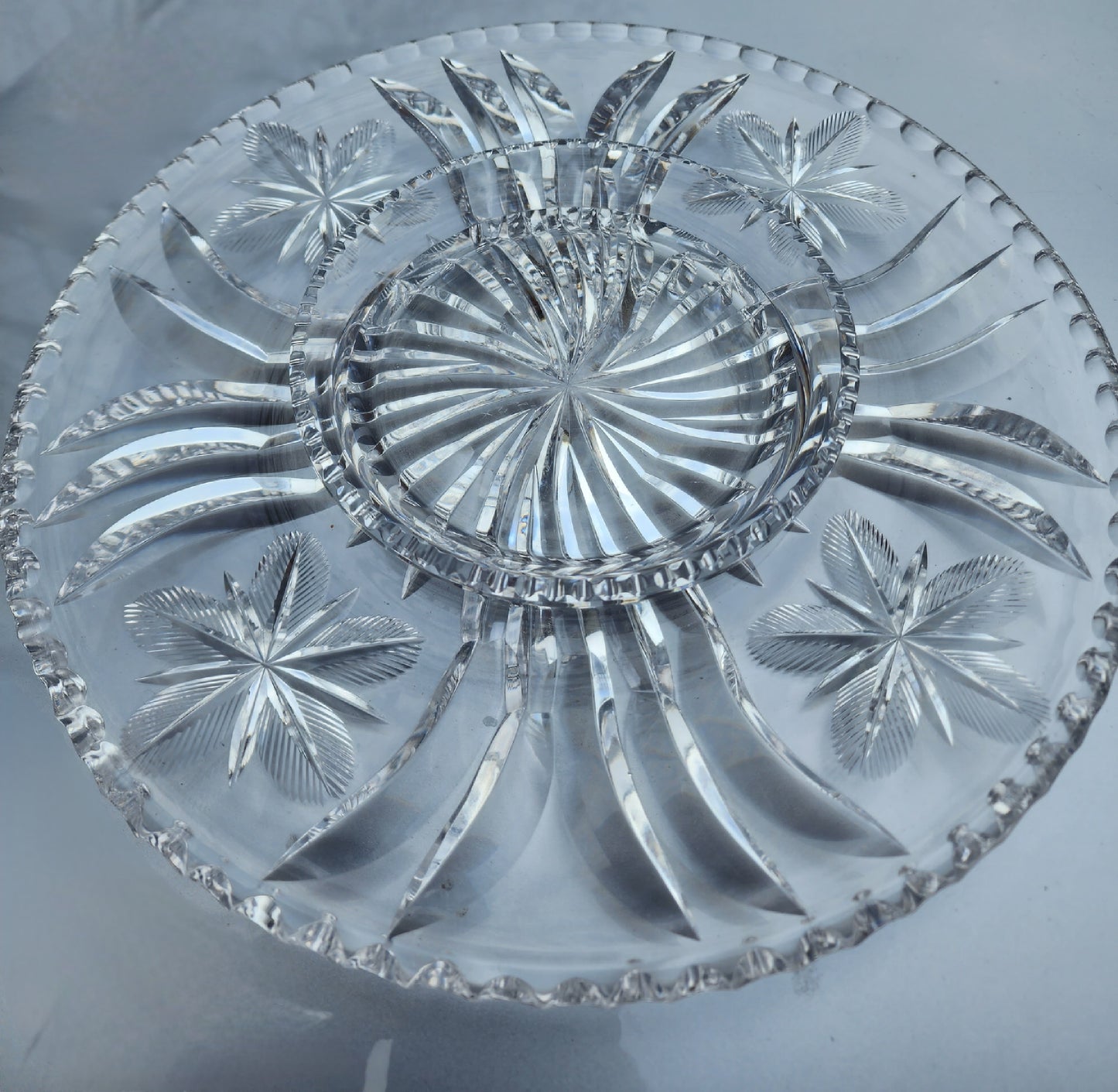 Signed Libbey American Period Cut Glass chip n dip Antique