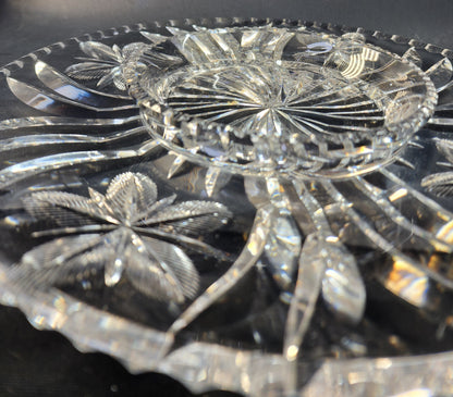 Signed Libbey American Period Cut Glass chip n dip Antique