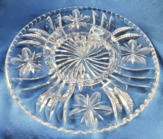 Signed Libbey American Period Cut Glass chip n dip Antique
