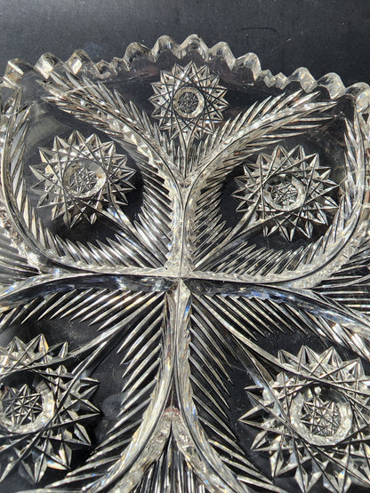 Signed libbey ABP cut glass dish American brillant