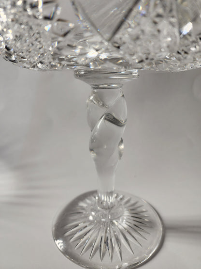 Signed Clark American Brilliant Period Cut Glass ABP Antique  compote