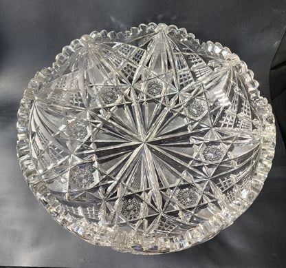 ABP cut glass signed Hawkes 12"  bowl American
