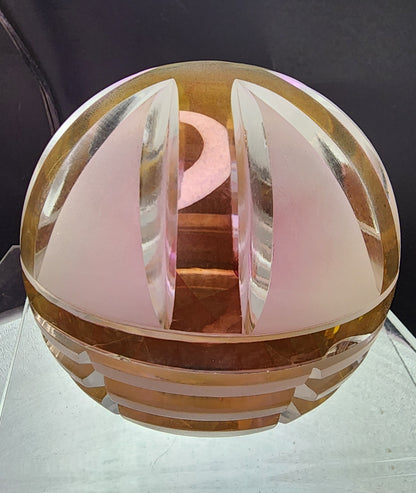 Hand cut glass art Paperweight signed Peter ORourke